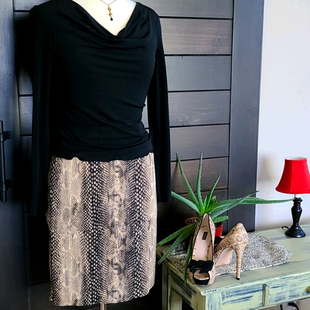 Express Design Studio Python Print Pencil Skirt - image 2